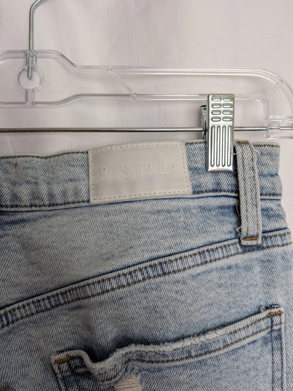 pistola Dana Light Blue High-Rise Distressed Flare Jeans Size 29
